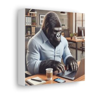 Humorous Gorilla Office Canvas Wall Art