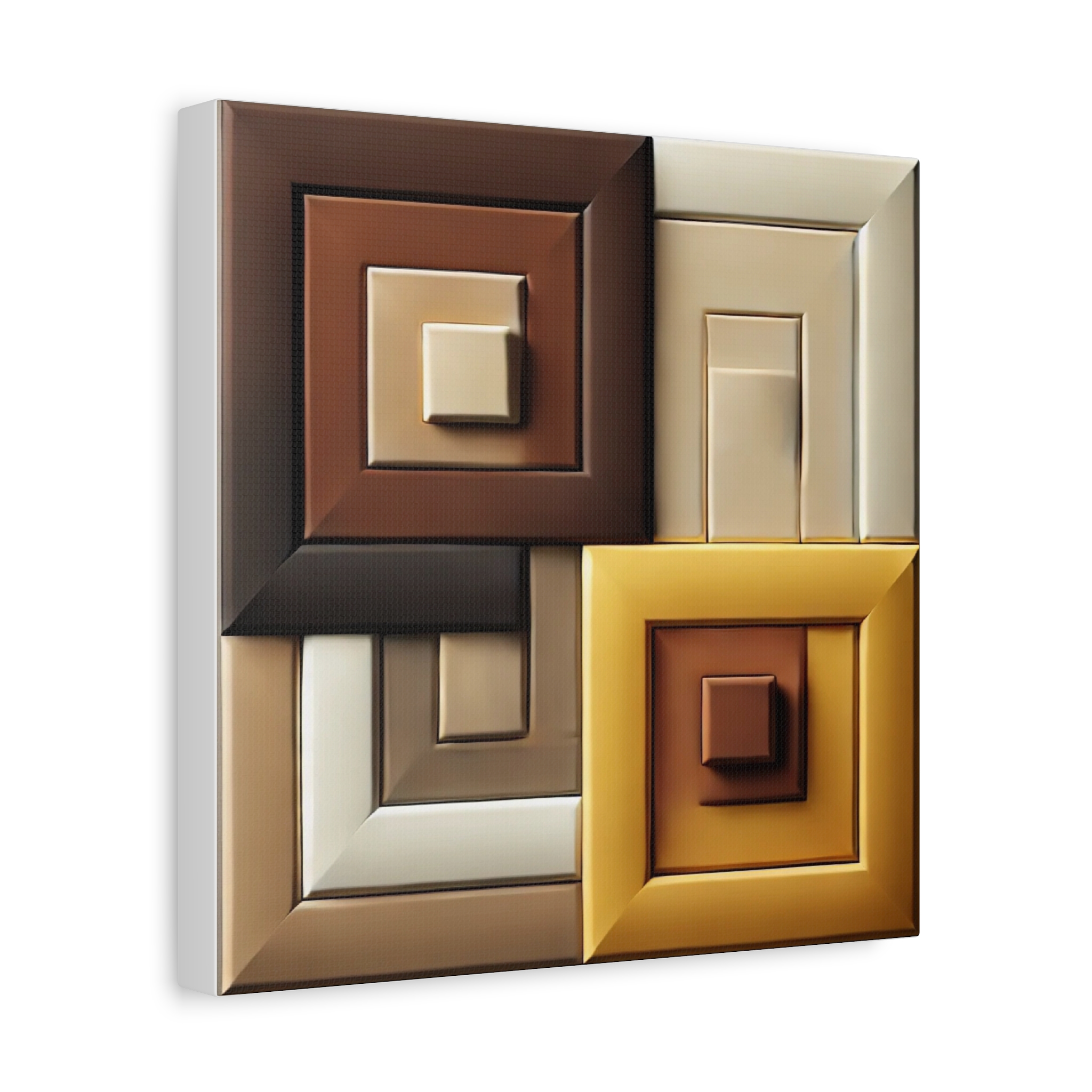 Modern Geometric Wall Art – Matte Canvas Stretched – Neutral Tones Decor