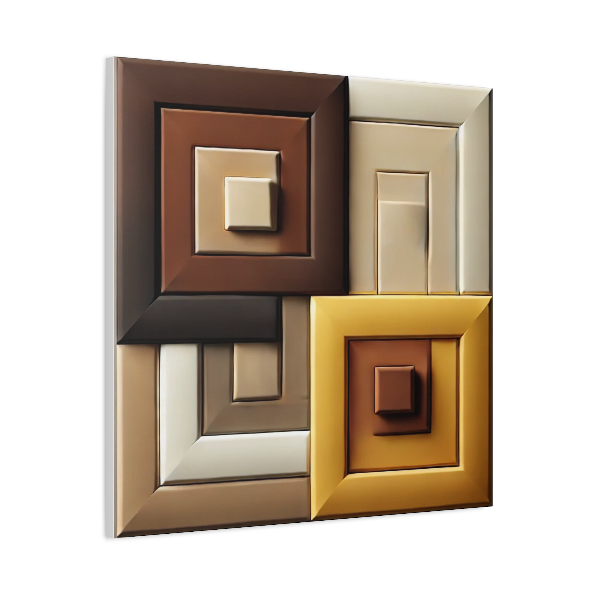 Modern Geometric Wall Art – Matte Canvas Stretched – Neutral Tones Decor