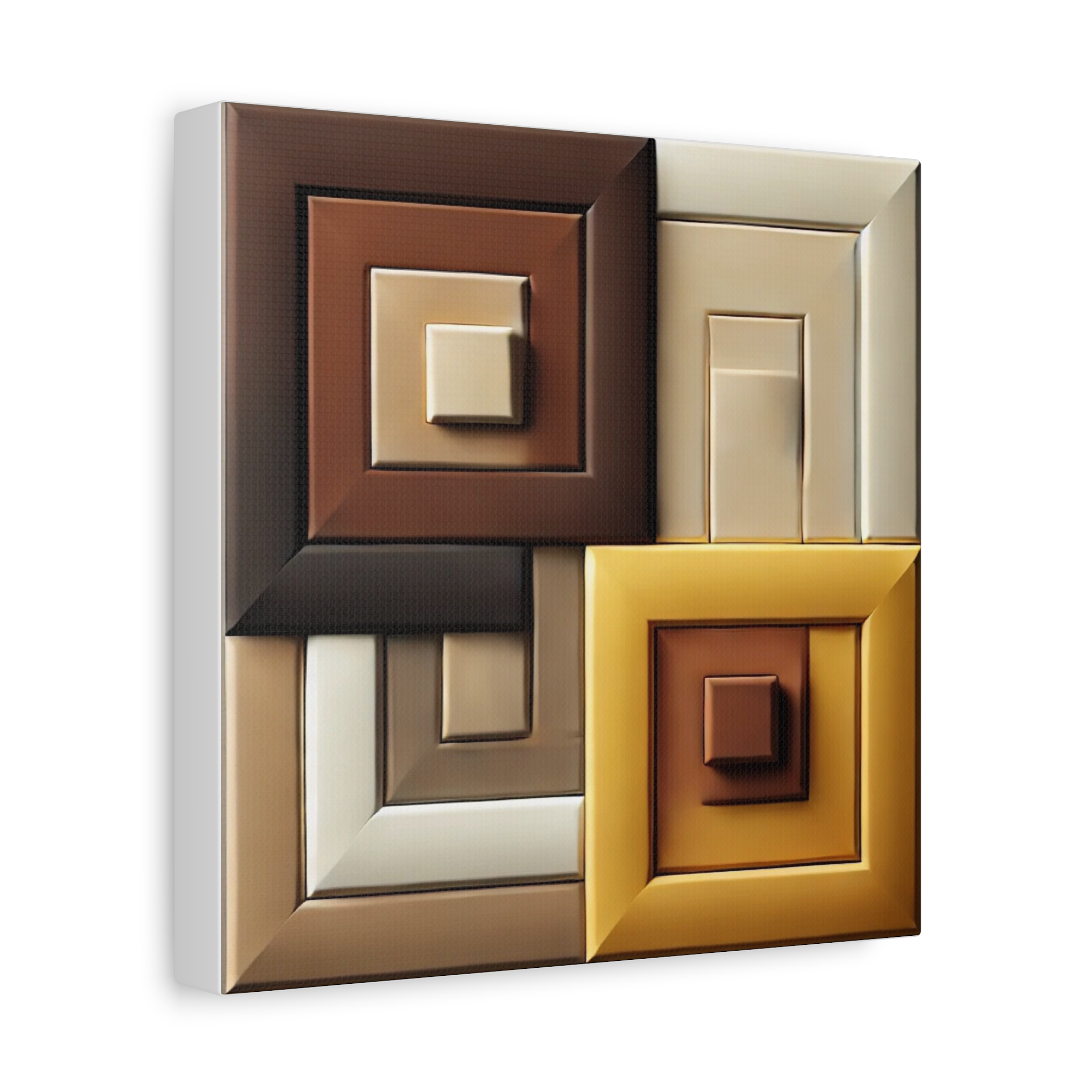 Modern Geometric Wall Art – Matte Canvas Stretched – Neutral Tones Decor