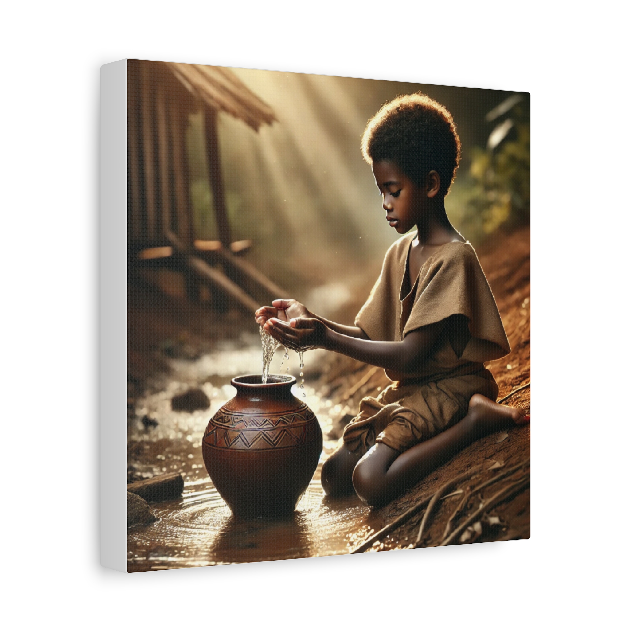 Serene Matte Canvas Print Child with Pottery Serene Matte Canvas Print Child with Pottery