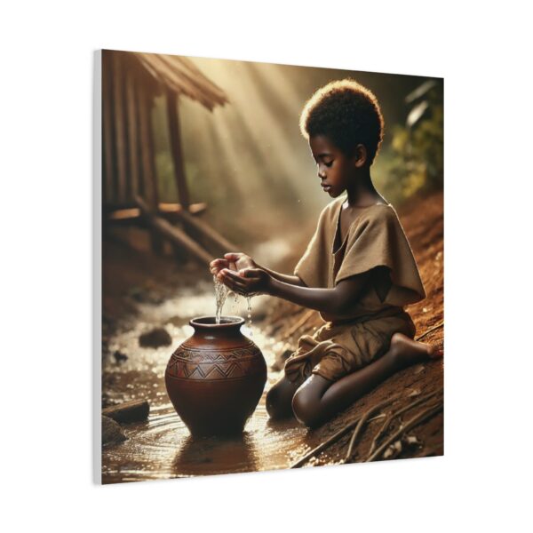 Serene Matte Canvas Print Child with Pottery