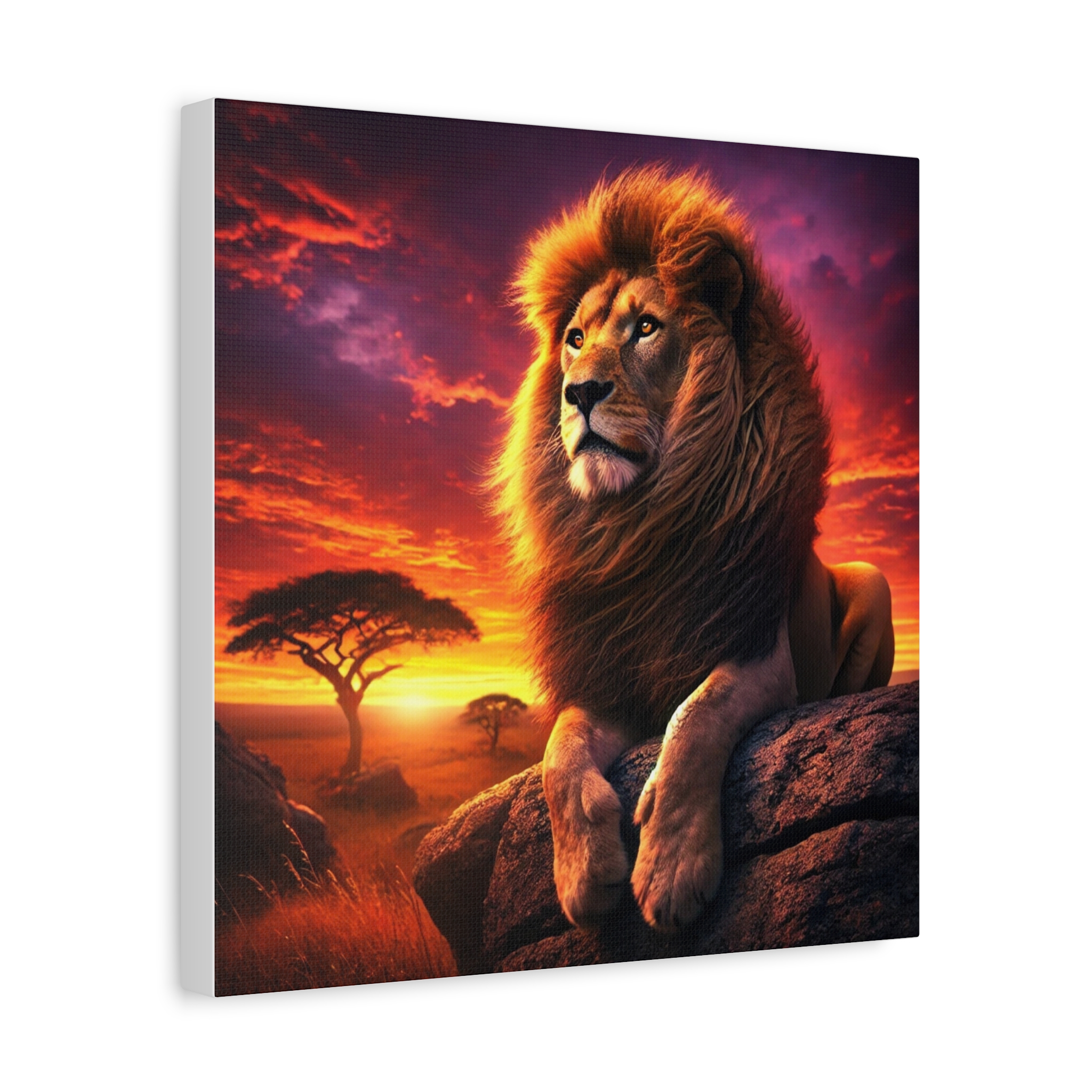 Majestic Lion Sunset Canvas Print Majestic Lion Sunset Canvas Print