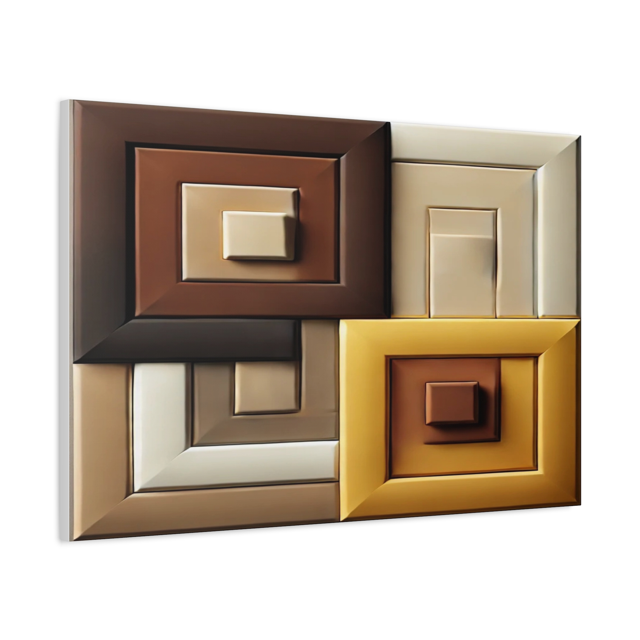 Modern Geometric Wall Art – Matte Canvas Stretched – Neutral Tones Decor