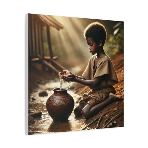 Serene Matte Canvas Print Child with Pottery