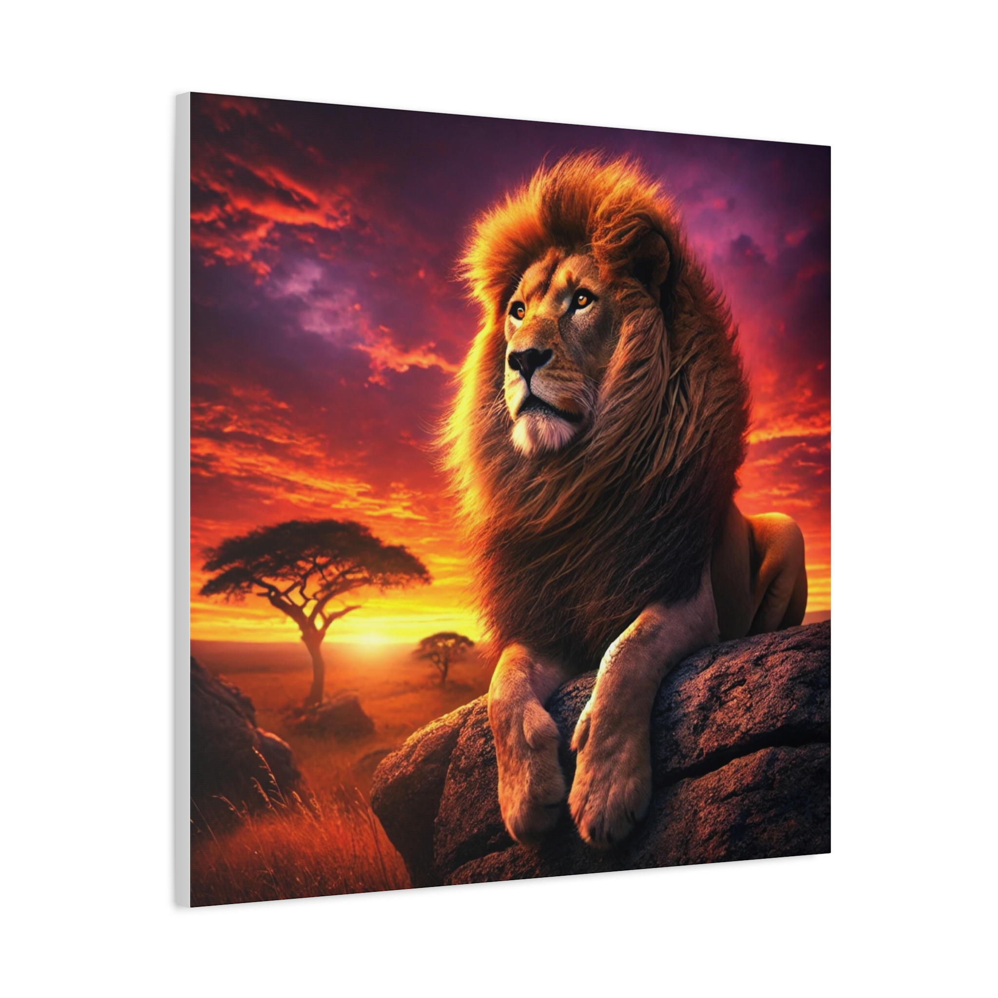 Majestic Lion Sunset Canvas Print Majestic Lion Sunset Canvas Print