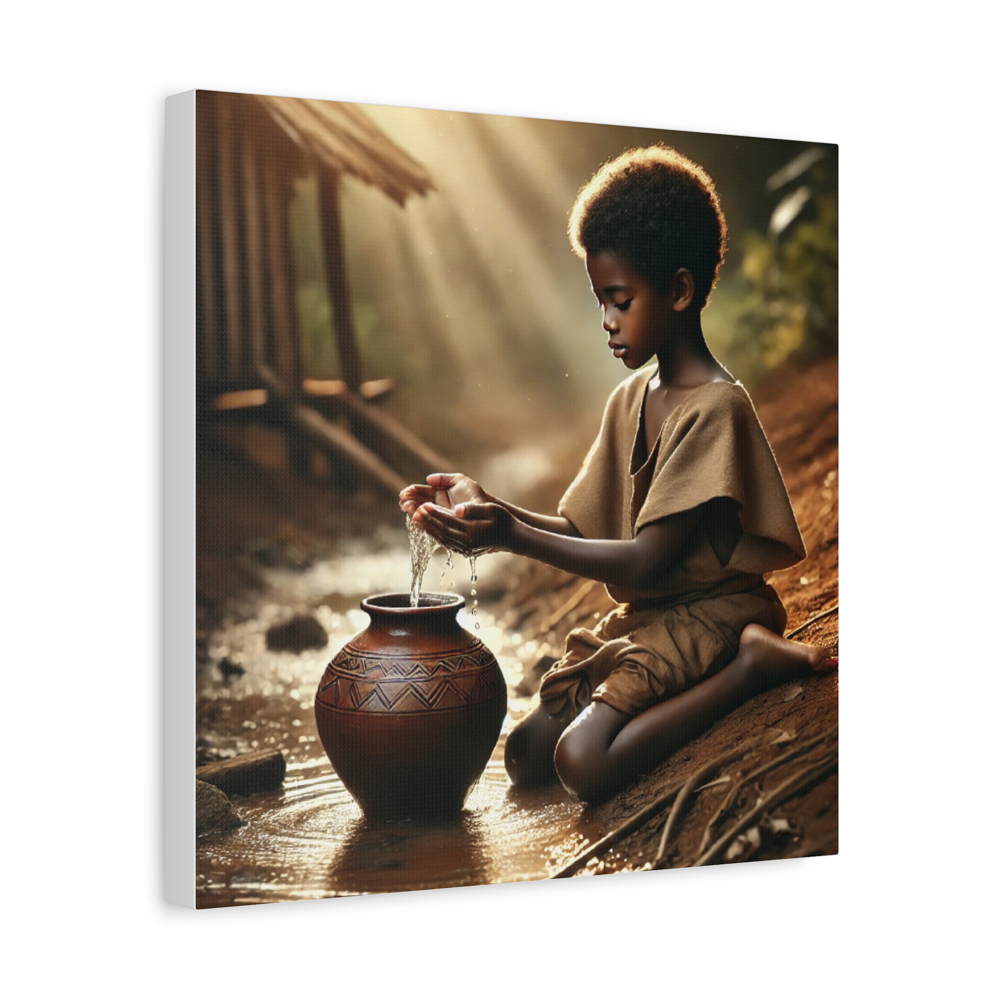 Serene Matte Canvas Print Child with Pottery Serene Matte Canvas Print Child with Pottery