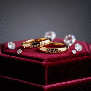 Personalized Gold Name Rings with Diamonds