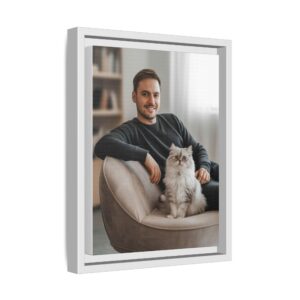 Canva Framed Wall Art, Contemporary Home Decor, Cat and dog Lovers Gift, Modern Matte Canvas, Pet Portrait, Cozy Living Room Decoration